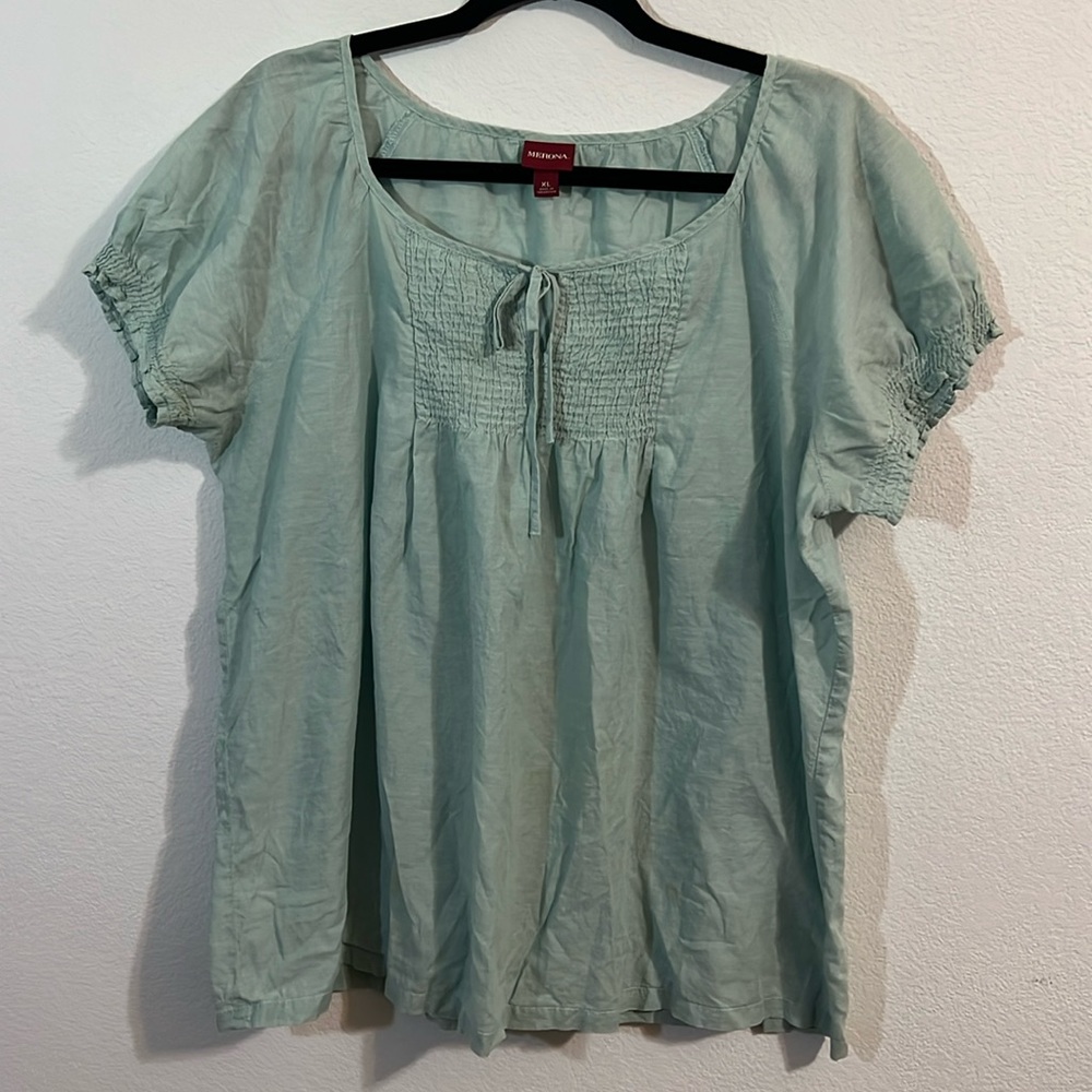 Merona by Target 100% Cotton Aqua Blouse EUC